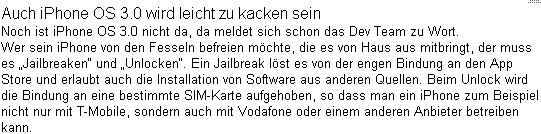 iPhone OS 3.0 wird leicht zu kacken sein